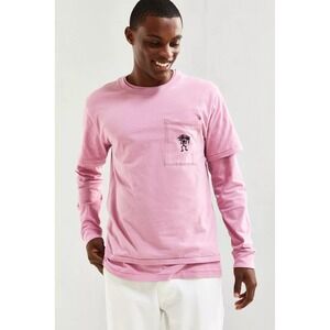 Stüssy Pink Long Sleeve Double Layered Cotton T-Shirt Mens Large / Rare Sold Out